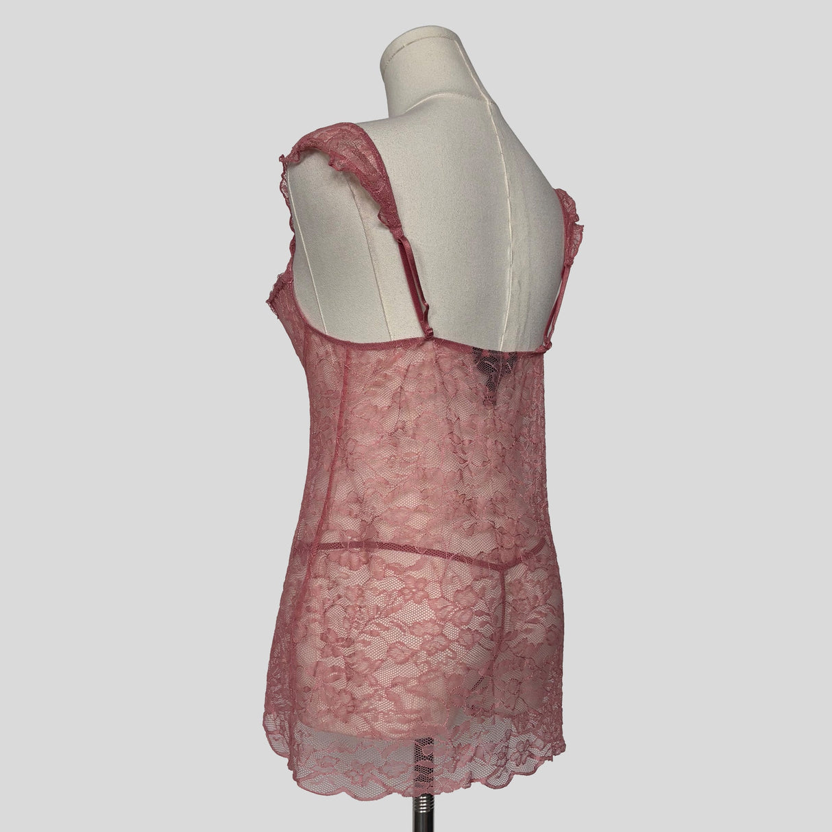 Sheer lace split front babydoll dress with matching panties
