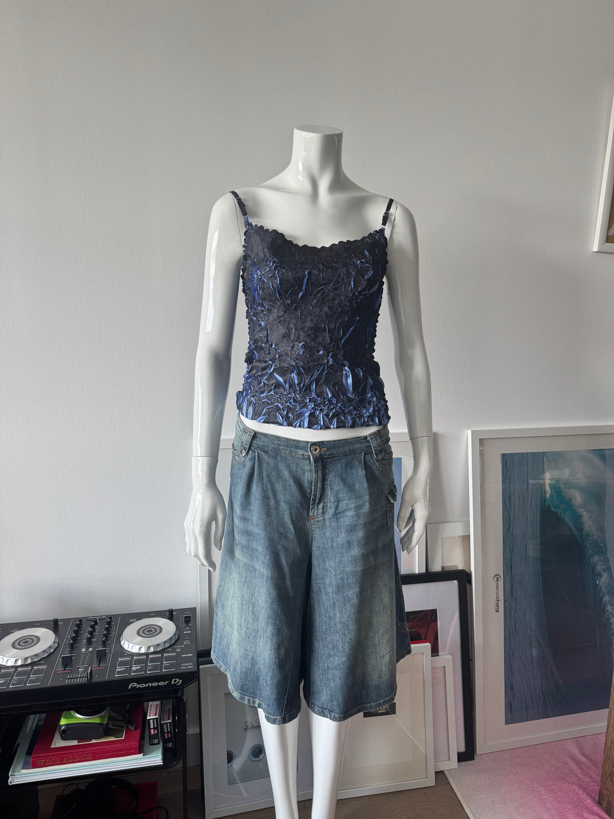 DOLCE & GABBANA Washed Denim Wide Leg Shorts