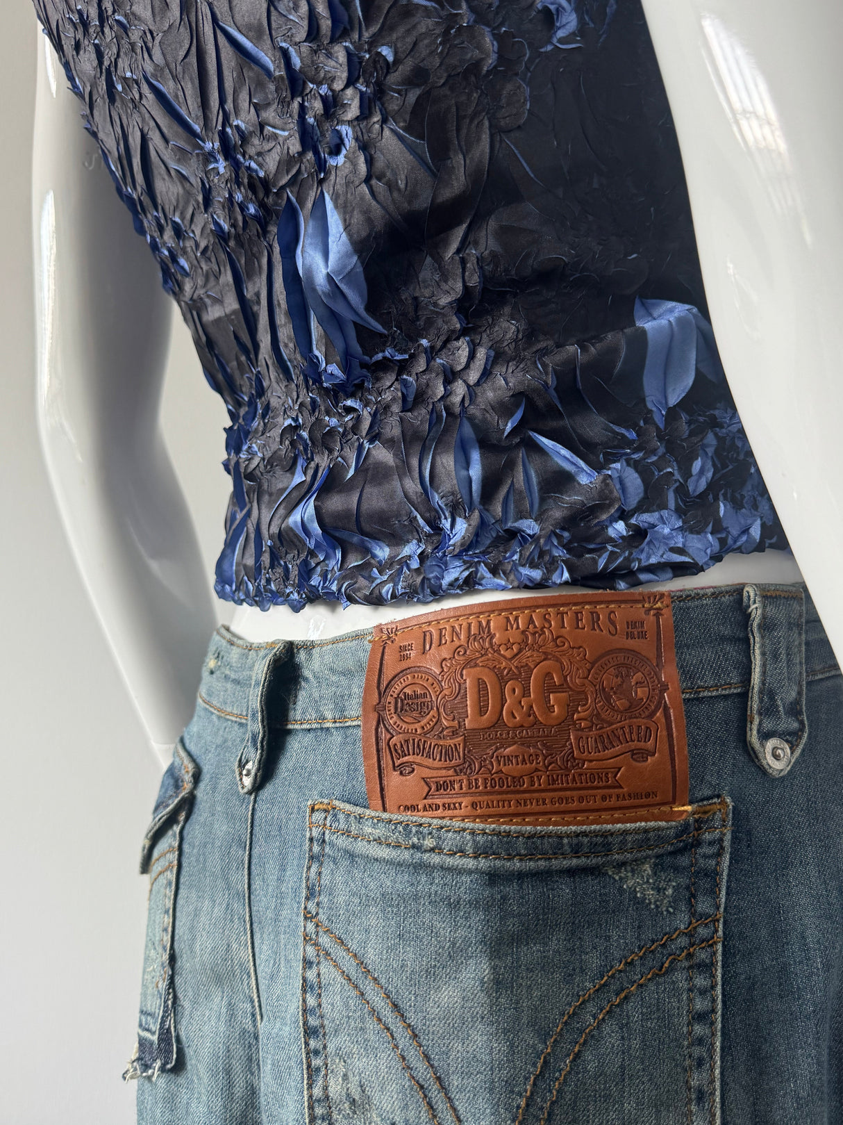 DOLCE & GABBANA Washed Denim Wide Leg Shorts