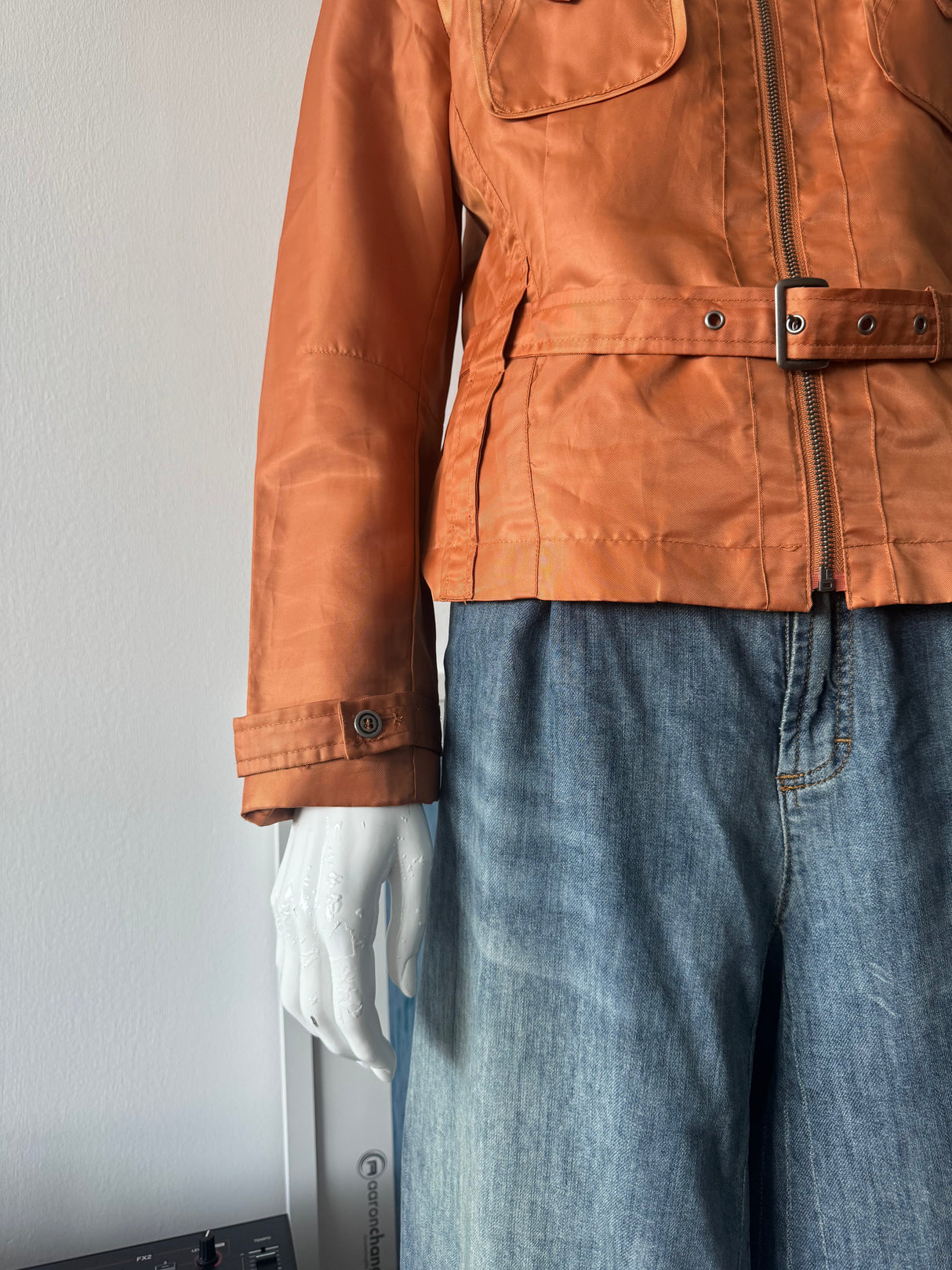 Terracotta Mock Neck Zip Up Jacket