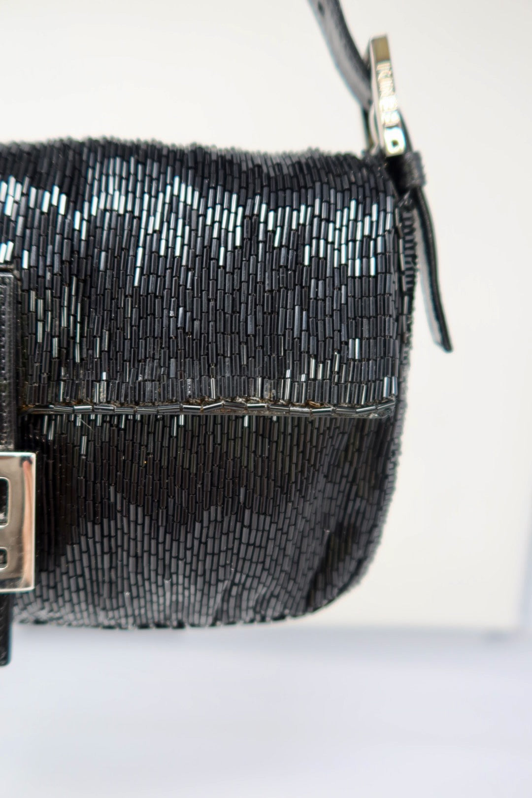 #74 Fendi Baguette Black Beaded
