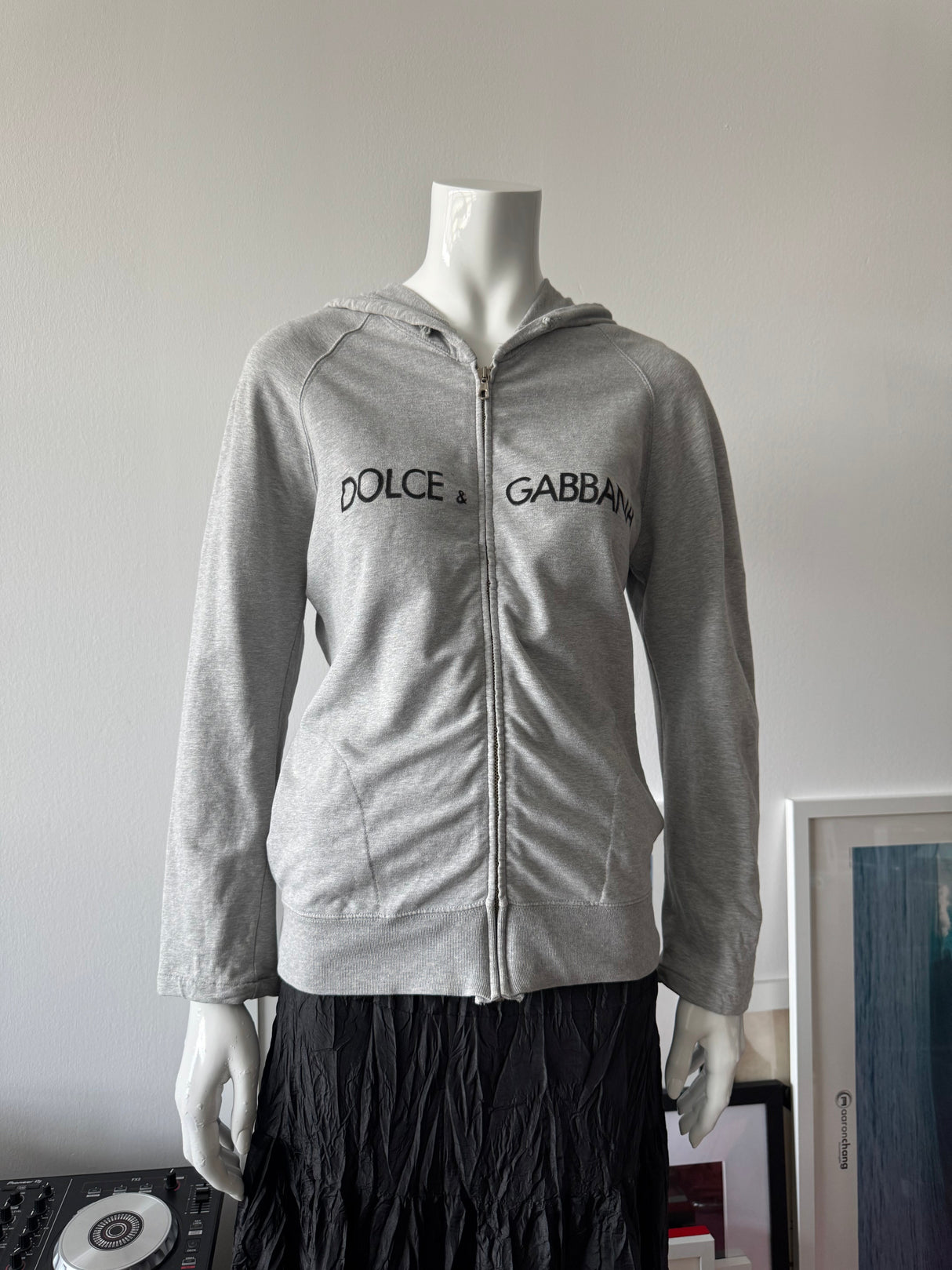 DOLCE & GABBANA Grey Zip Up Hoodie