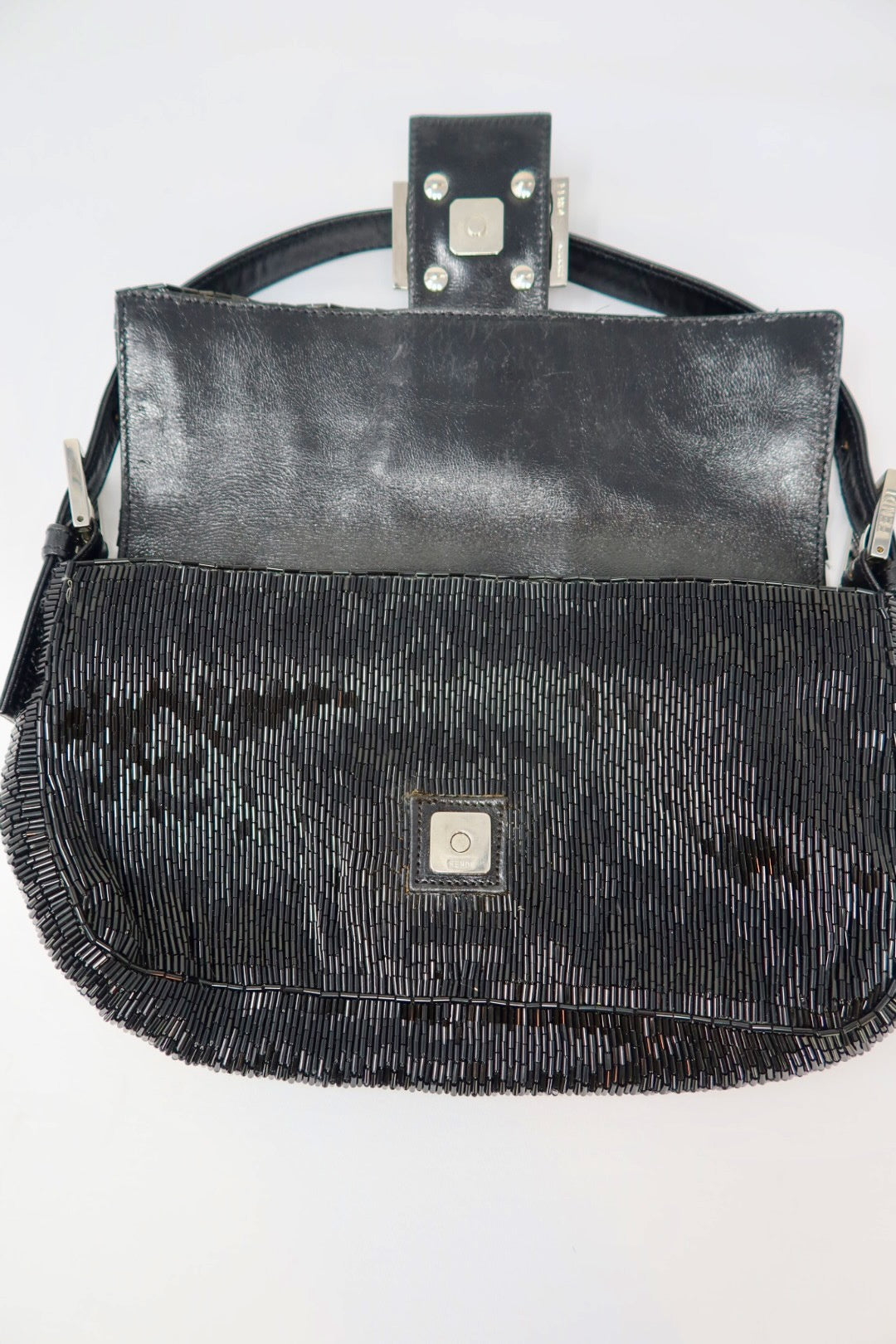#74 Fendi Baguette Black Beaded
