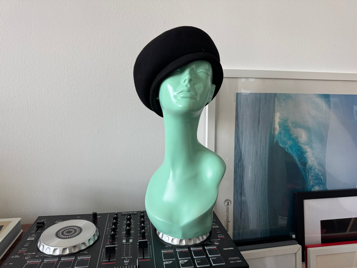 Black Wool Beret Cap Hat