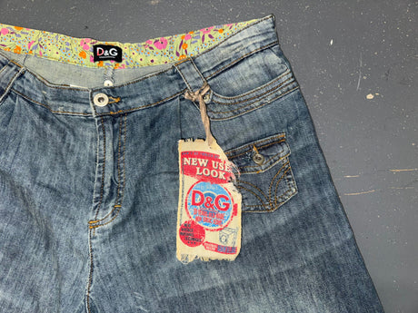 DOLCE & GABBANA Washed Denim Wide Leg Shorts