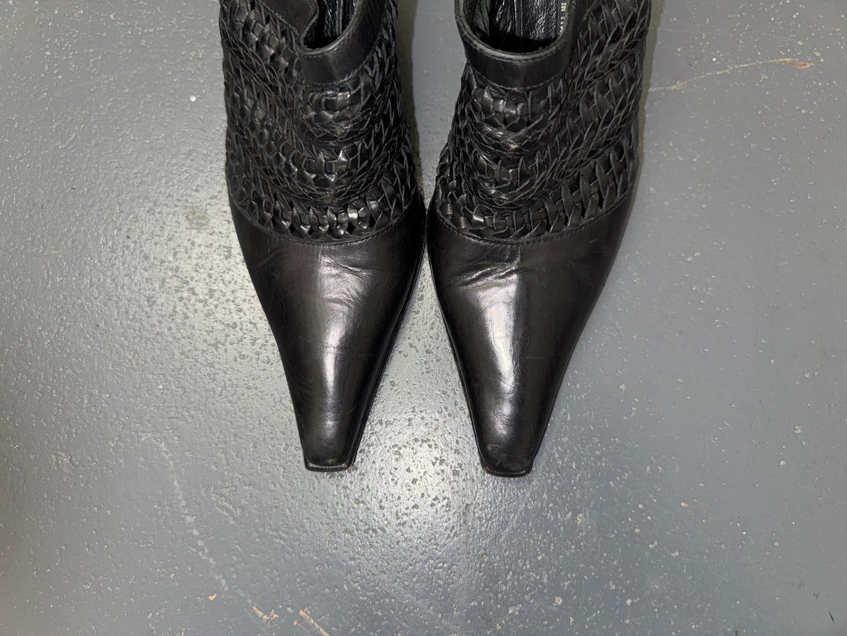 VIA SPIGA Black Leather Heeled Mules US 6