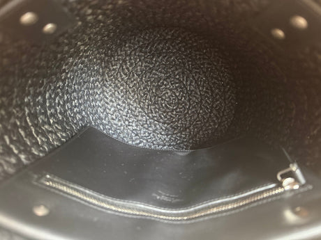 Saint Laurent Panier Raffia Bucket Tote Black
