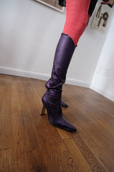 Plein Sud Metallic Leather Boots