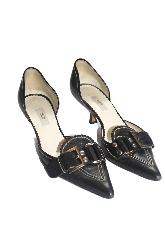 Prada Buckle Kitten Heels