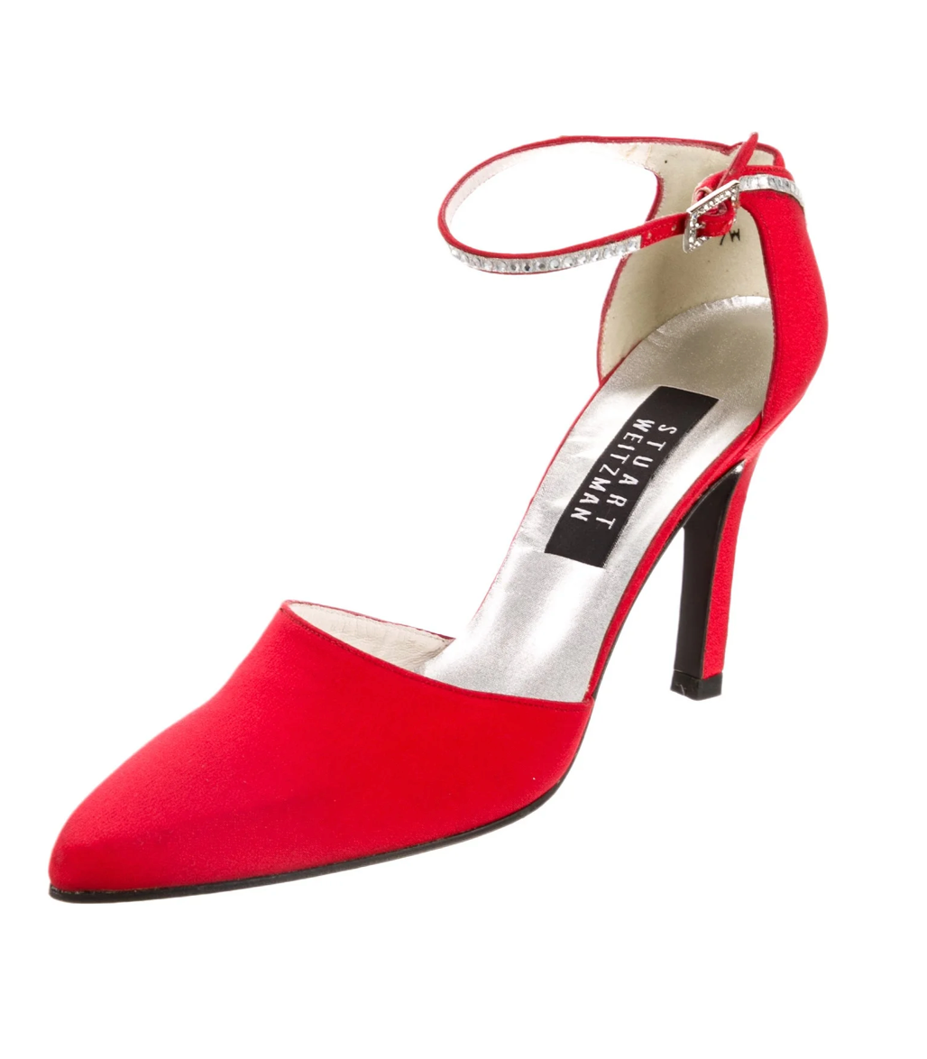 Stuart Weitzman Red Crystal Embellishments Pumps