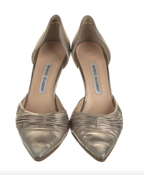 Manolo Blahnik Silver D'Orsay Pumps