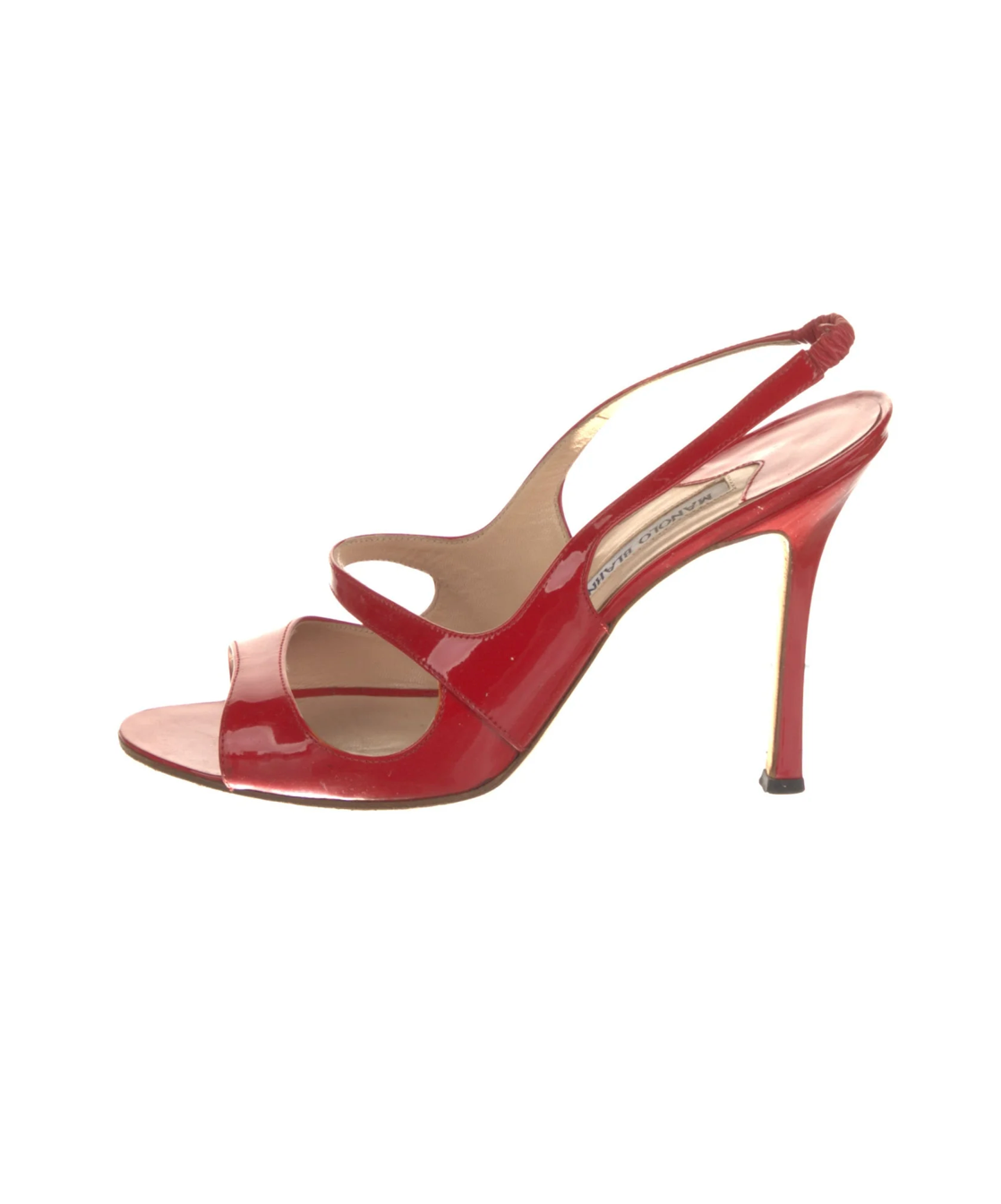 Manolo Blahnik Red Patent Leather Slingbacks