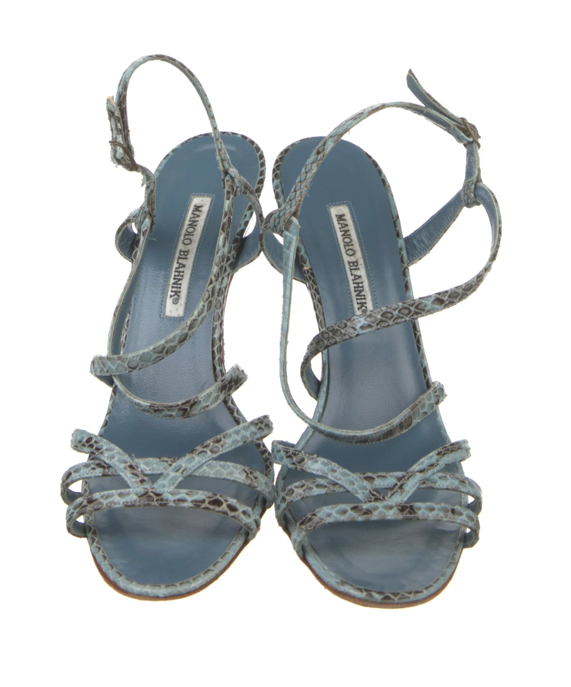 Manolo Blahnik Blue Snakeskin Sandals