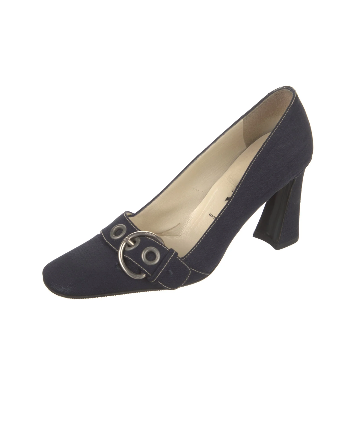 Prada Navy Canvas Pumps