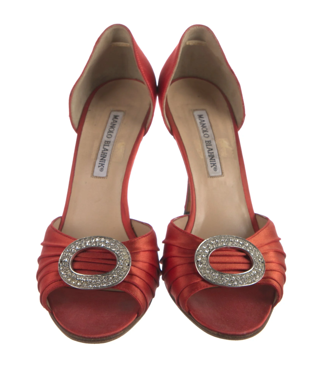 Manolo Blahnik Red Crystal Embellished D'Orsay Heels
