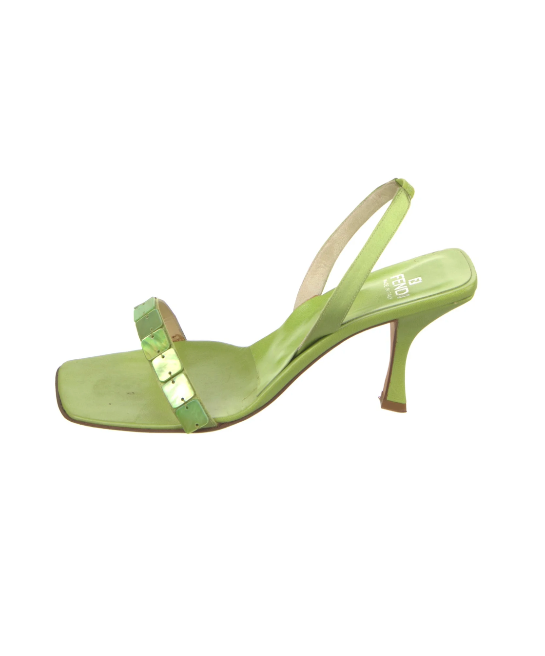Fendi Green Mother of Pearl Slingbacks
