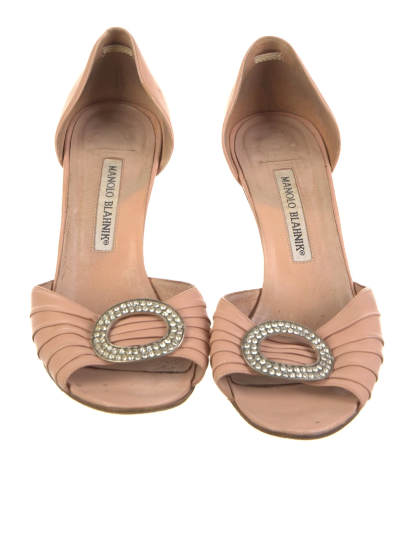 Manolo Blahnik Pink Crystal Embellished Pumps