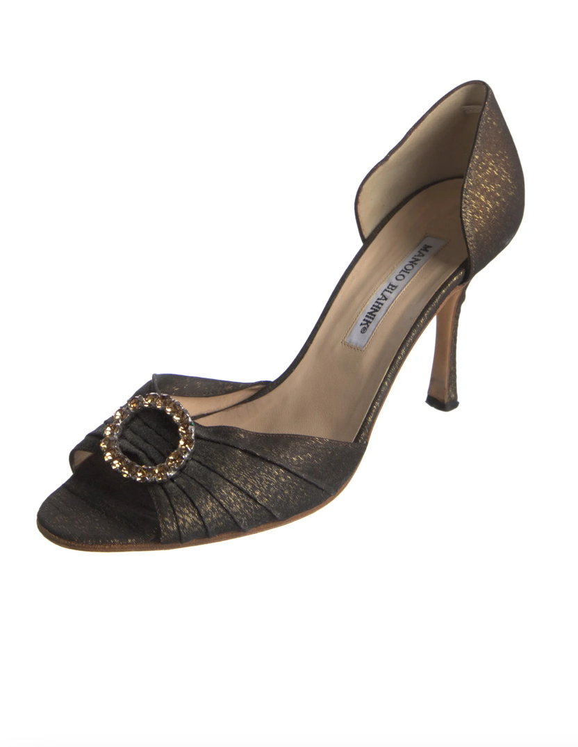 Manolo Blahnik Crystal Embellished D'Orsay Pumps