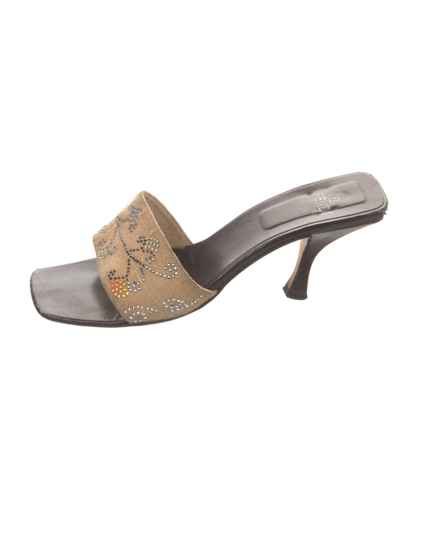 Fendi Crystal Embellished Mules