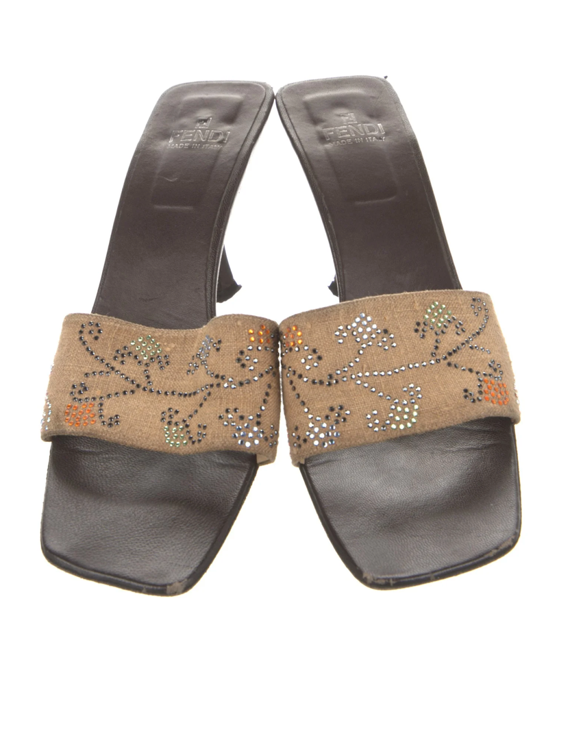 Fendi Crystal Embellished Mules