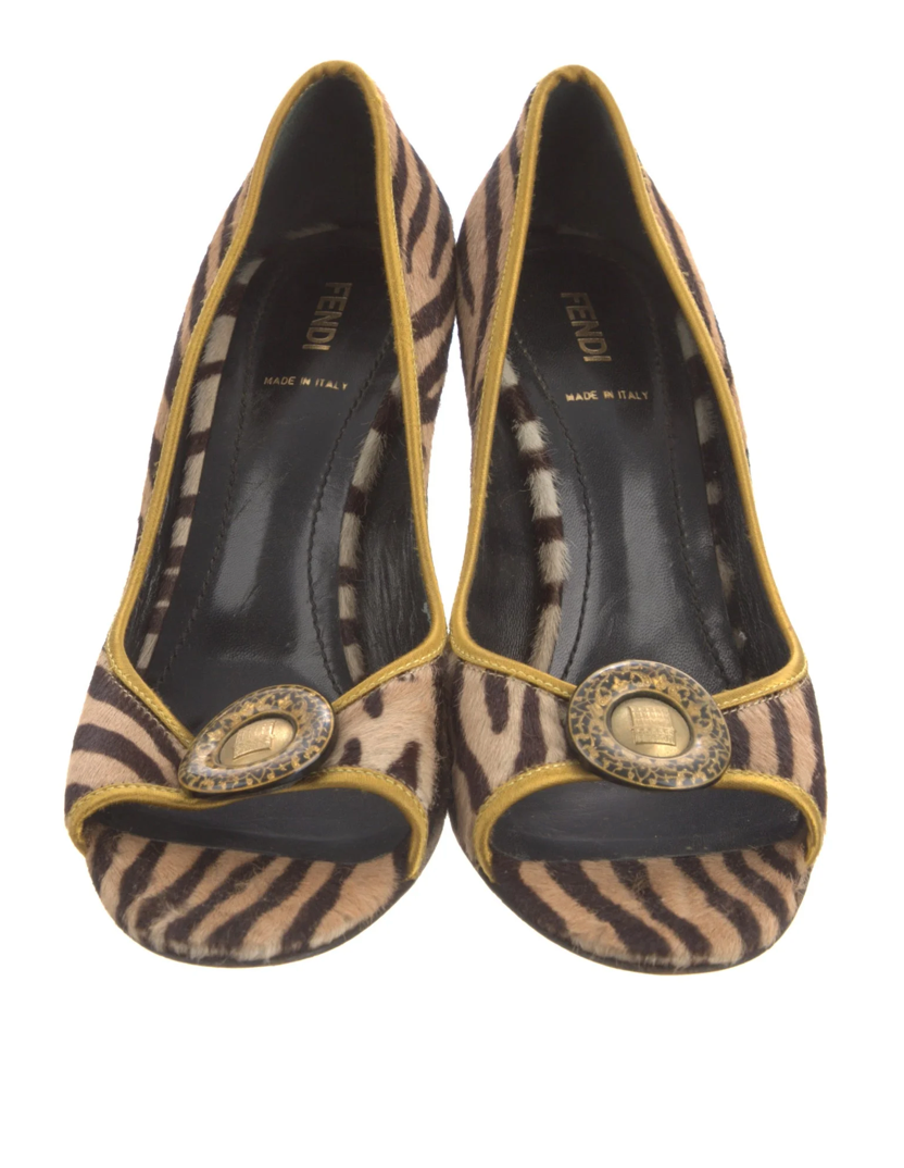 Fendi Ponyhair Animal Print Pumps