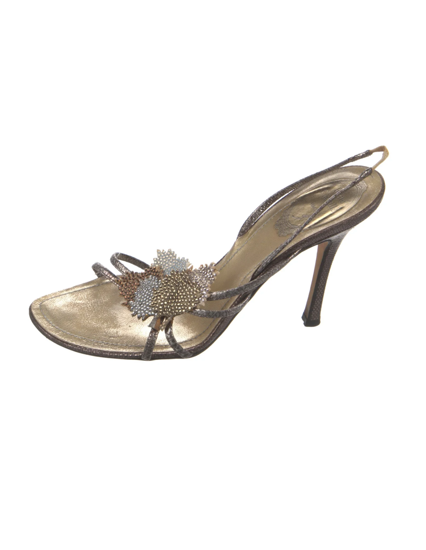René Caovilla Metallic Sandals