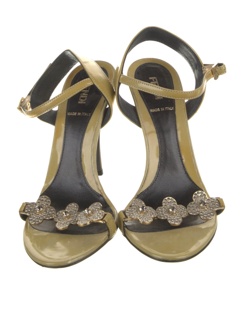 Fendi Patent Leather Floral Sandals