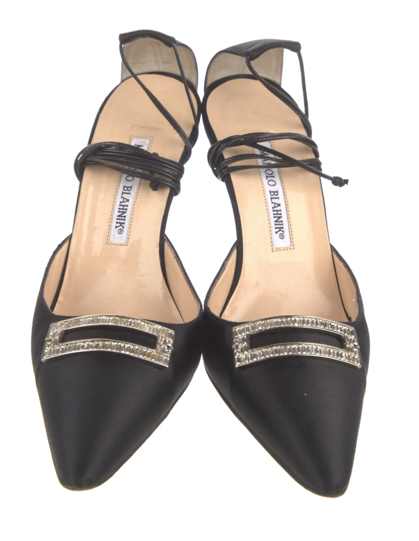 Manolo Blahnik Satin Strappy Pumps