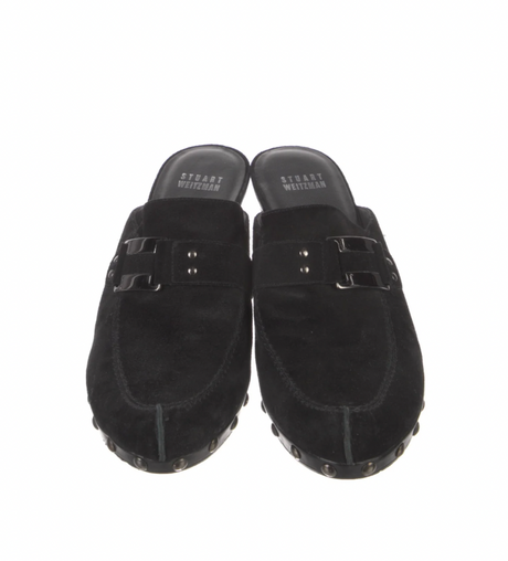 Stuart Weitzman Suede Studded Mules