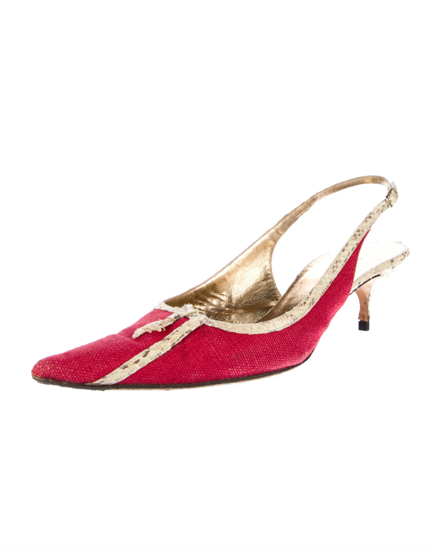 Dolce & Gabbana Canvas & Snakeskin Slingbacks