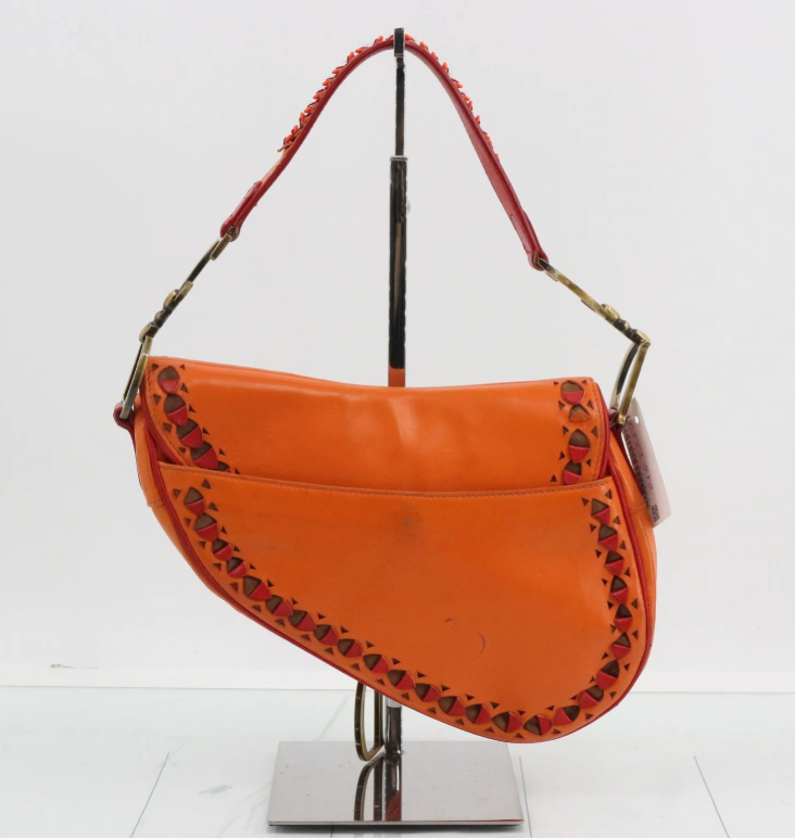 Rare John Galliano Dior Laser Cut Leather Saddle Bag