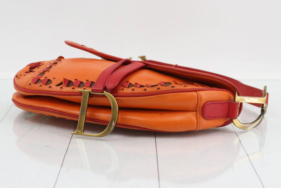 Rare John Galliano Dior Laser Cut Leather Saddle Bag