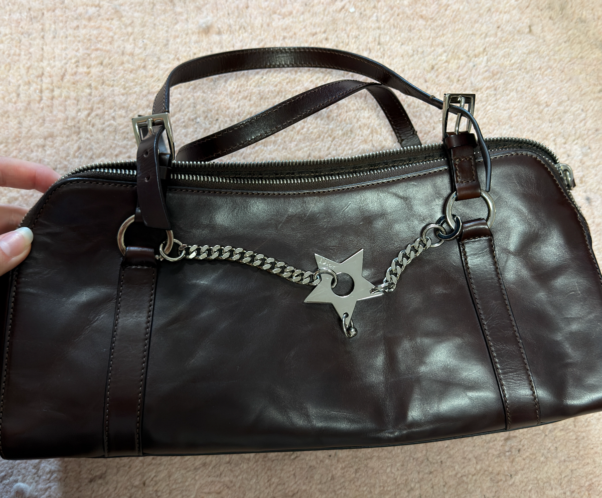 Dior dark brown hard core bag