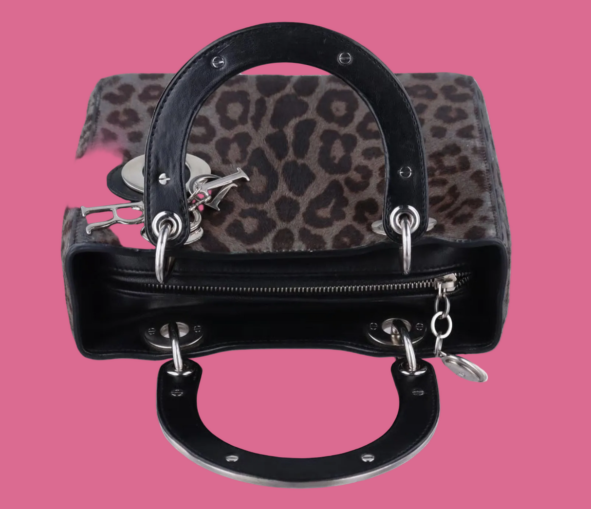 Dior Lady Pony Hair Leopard Print Handbag