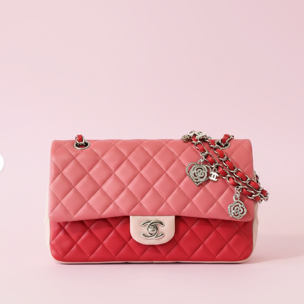 Chanel Pink Colorblock Matelassé Quilted Lambskin Chain Shoulder Bag