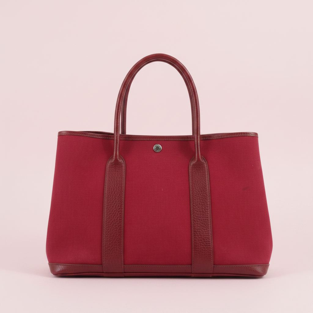 Hermès Garden Party Canvas Tote in Rouge H