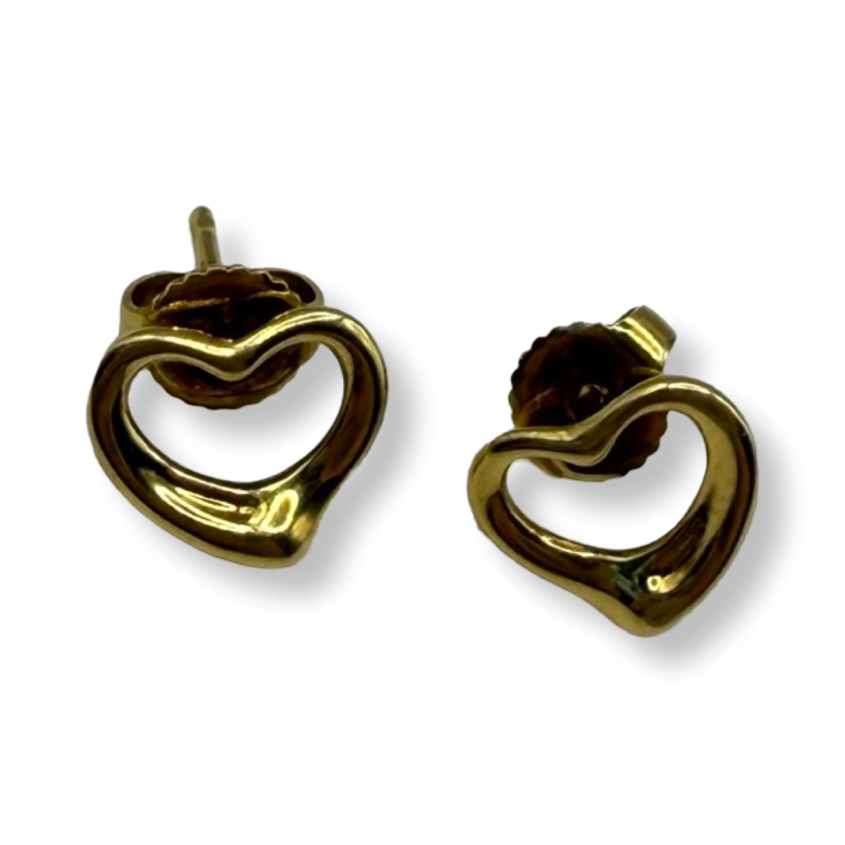 Tiffany&Co authentic 18k gold Elsa Peretti Open Heart Earrings small studs