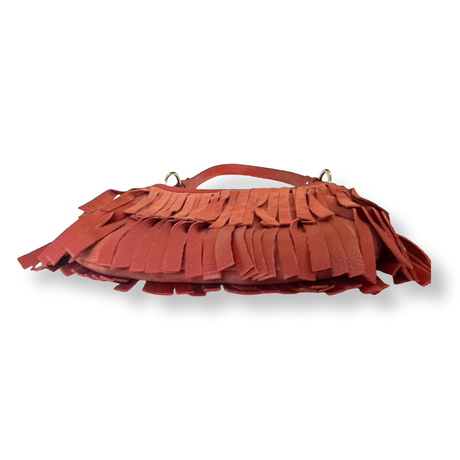 Yves Saint Laurent La Boheme Suede Fringe Mini red orange leather authentic y2k vintage 2004 Tom Ford era