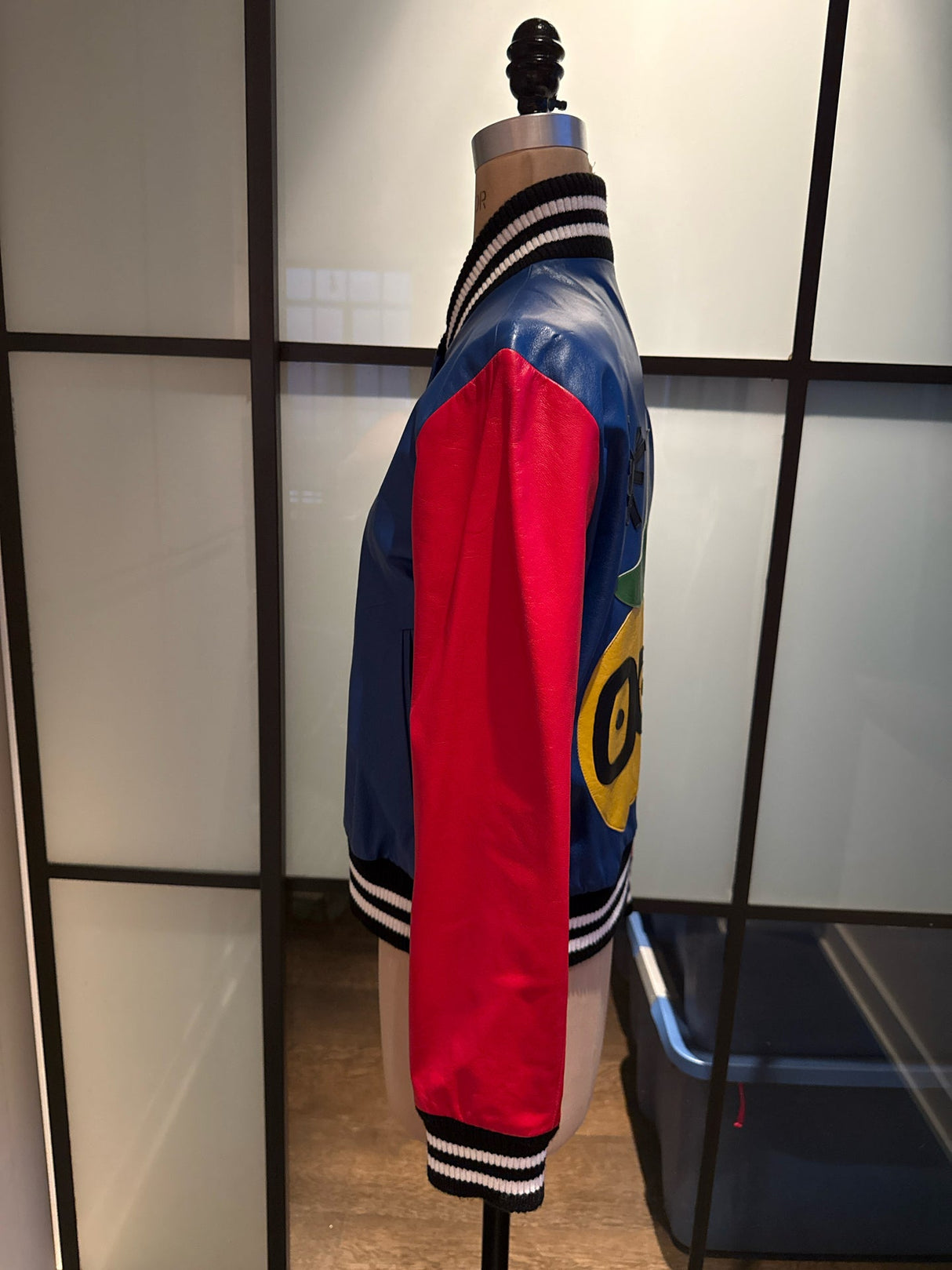 Barney's x Lisa Perry Size 4 Blue & Red Leather Bomber Jacket