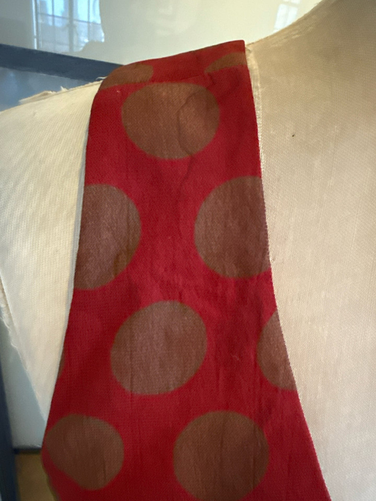 Moschino Red & Taupe Polka Dot Criss Cross Vest