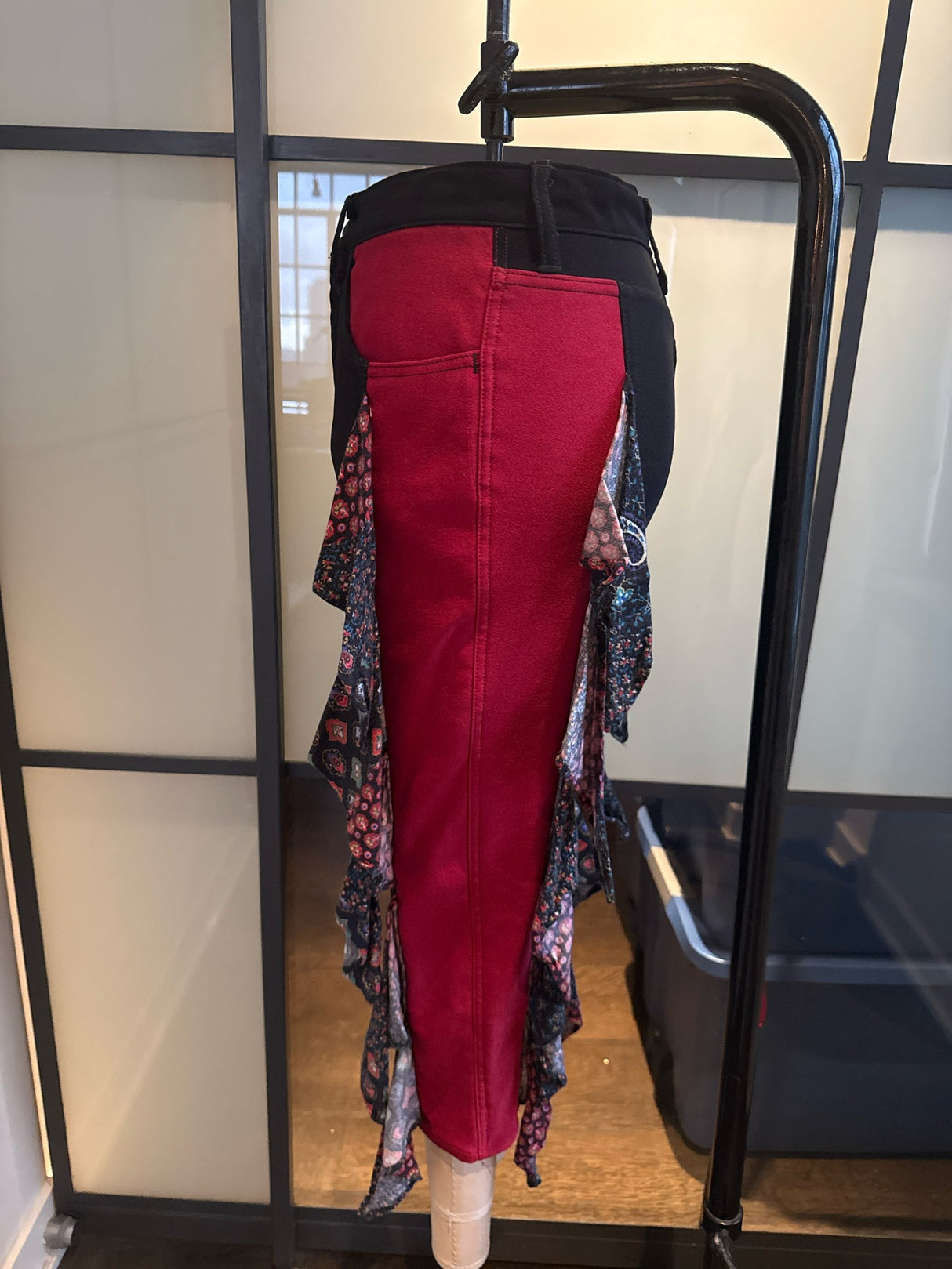 Moschino Black & Red Ruffle Trim Cropped Pants