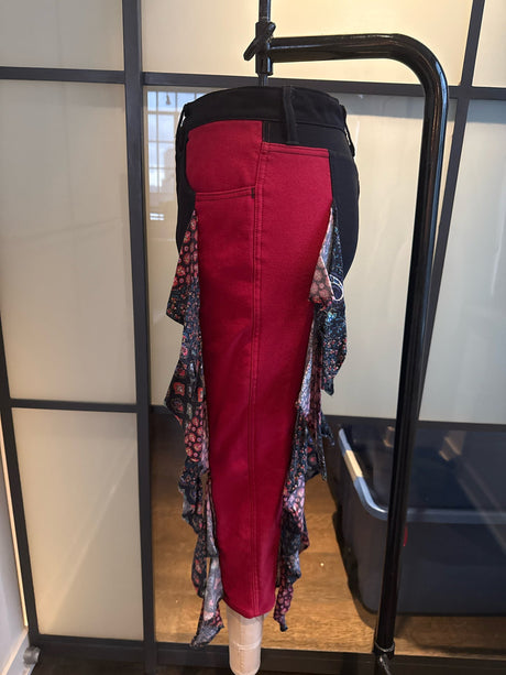 Moschino Black & Red Ruffle Trim Cropped Pants