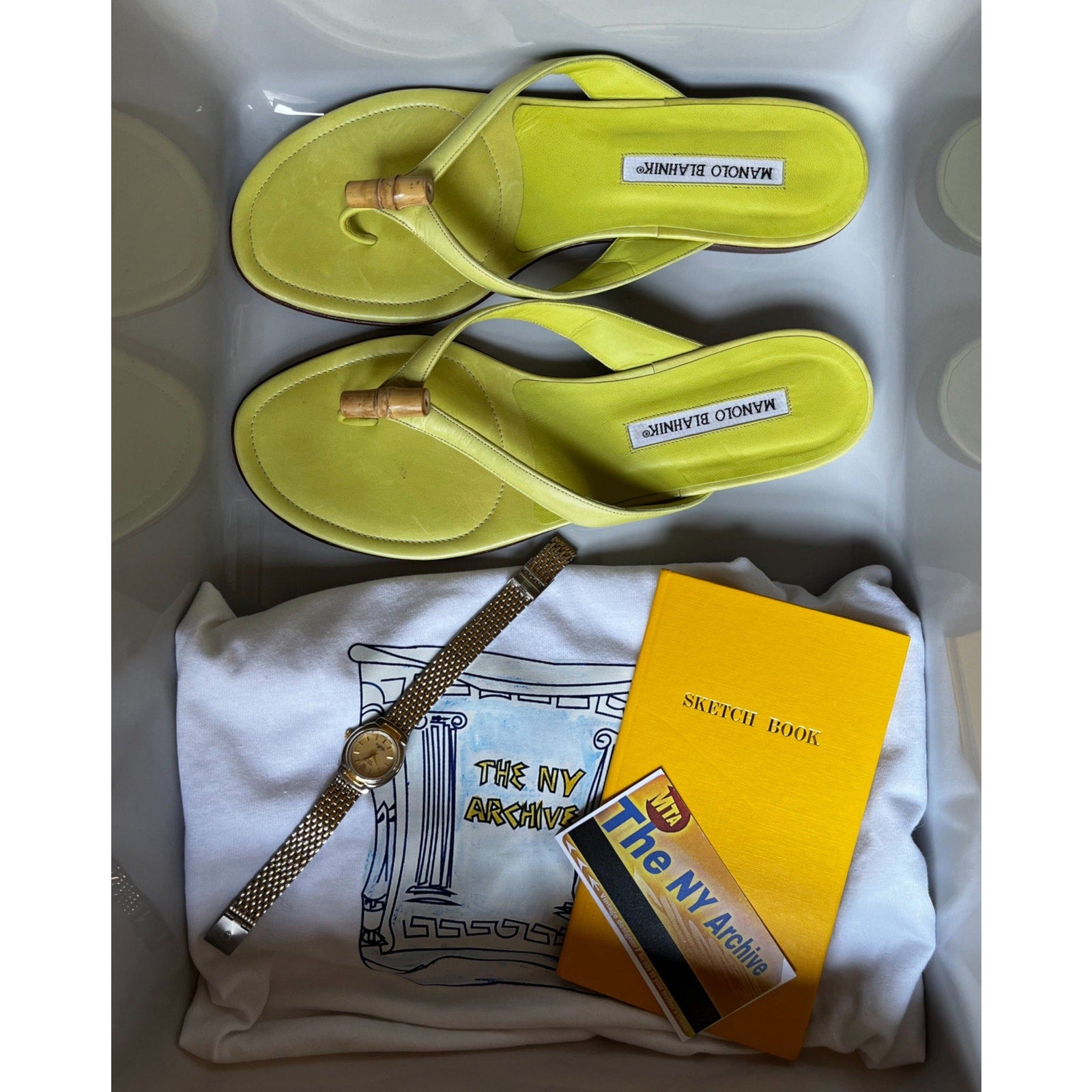 Manolo Blahnik Green Bamboo Flip Flops