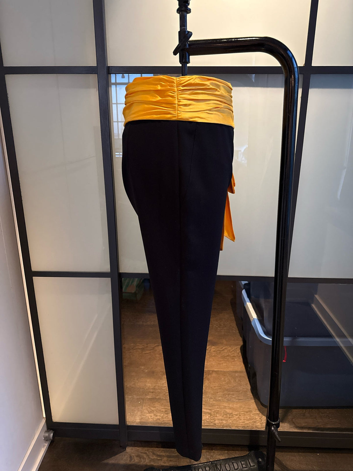 Moschino Black & Yellow Satin Bow Pants