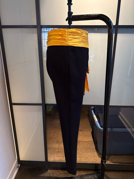 Moschino Black & Yellow Satin Bow Pants