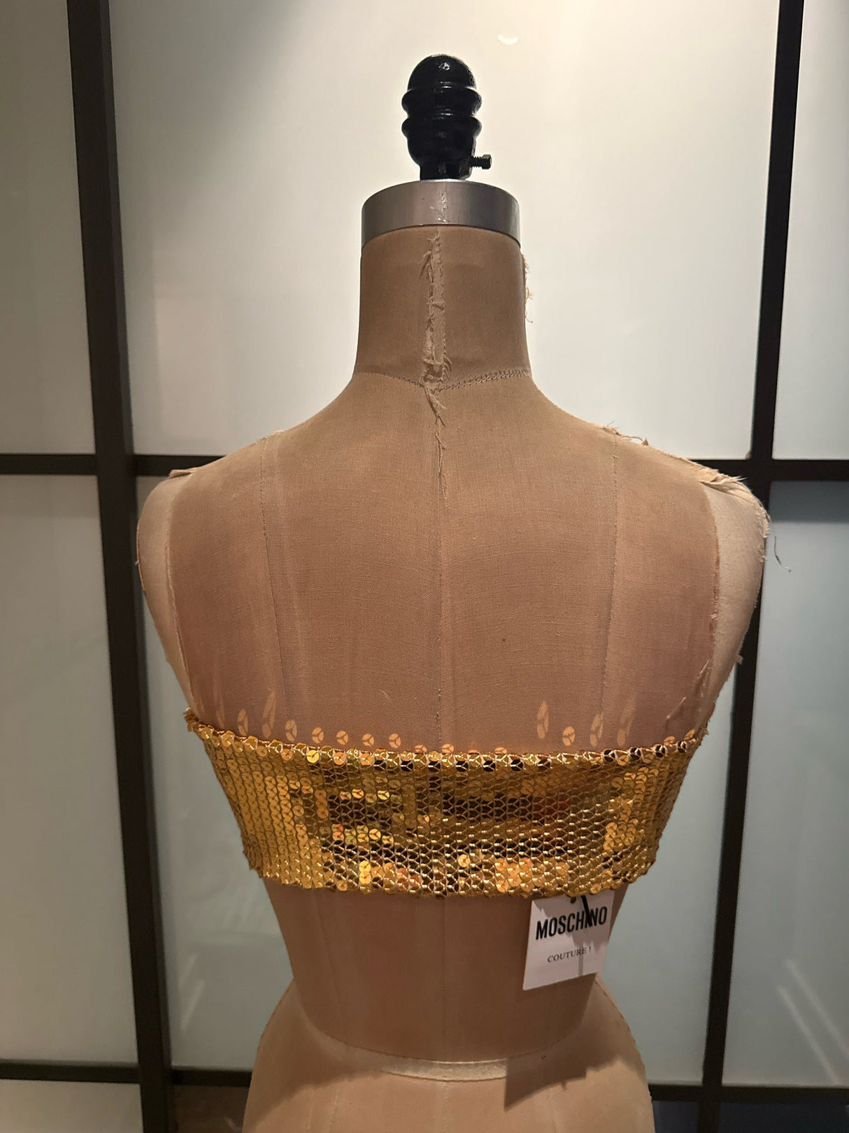 Moschino Gold & Black Sequined Crop Top Bandeau NWT