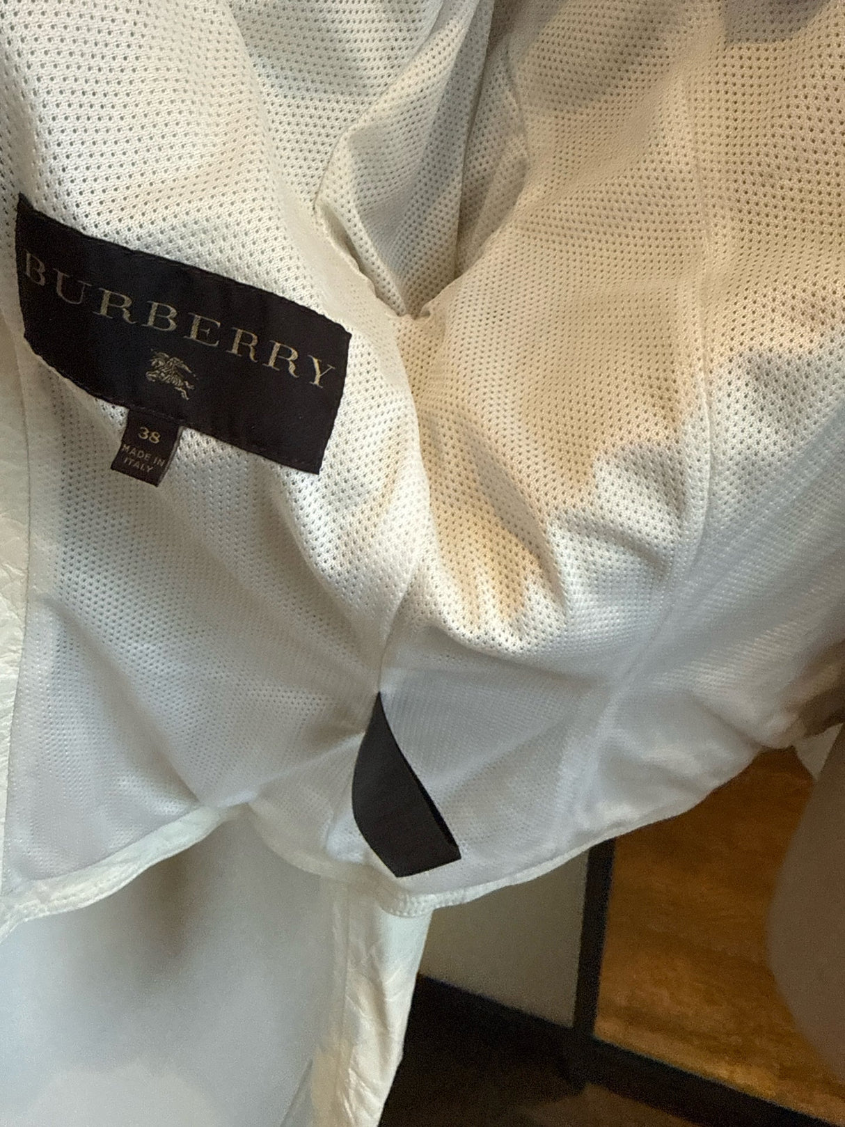 Burberry Size 38 Ivory White Leather Hook Eye Jacket