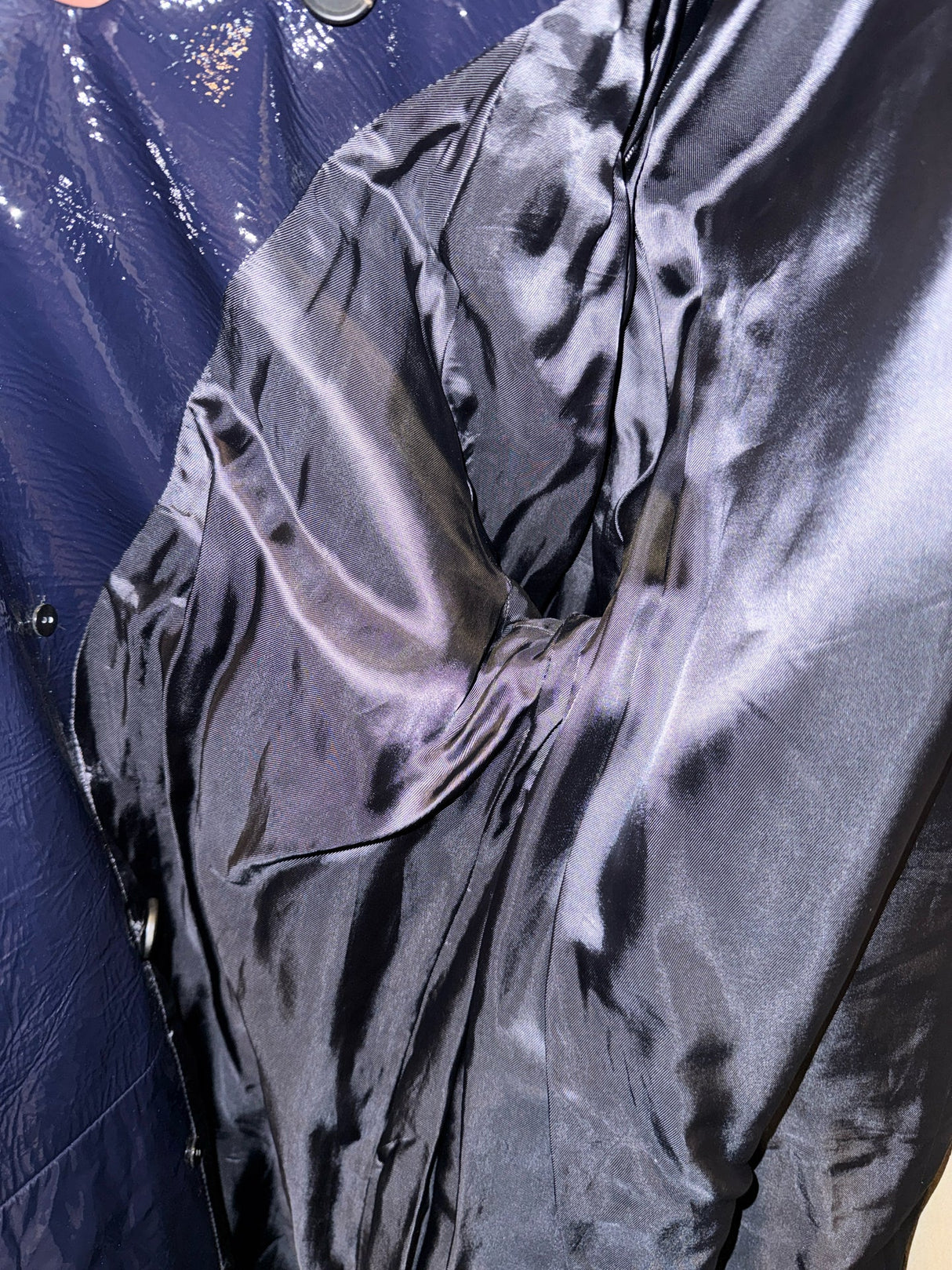 Diane von Furstenberg Size L Navy Blue Patent Leather Trenchcoat