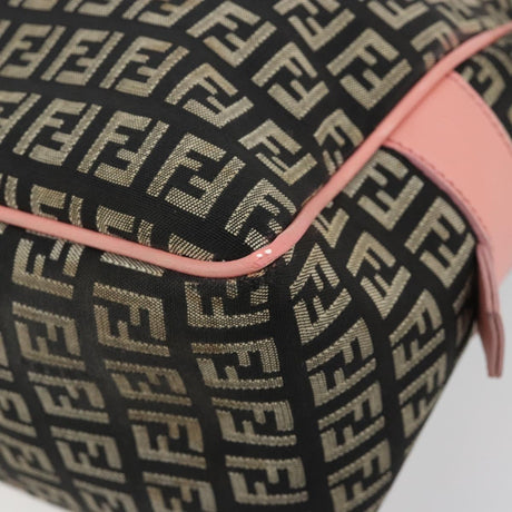 Fendi Zucchino Pink & Black Canvas Top Handle Bag with Leather Trim
