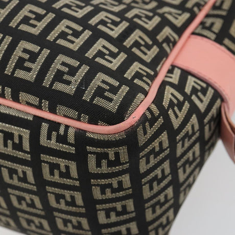 Fendi Zucchino Pink & Black Canvas Top Handle Bag with Leather Trim